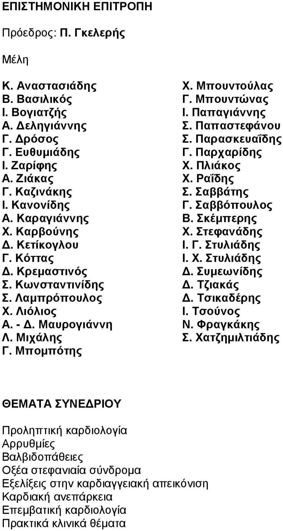 Παρασκευαΐδης Γ. Παρχαρίδης Χ. Πλιάκος Χ. Ραΐδης Σ. Σαββάτης Γ. Σαββόπουλος Β. Σκέµπερης Χ. Στεφανάδης Ι. Γ. Στυλιάδης Ι. Χ. Στυλιάδης. Συµεωνίδης. Τζιακάς. Τσικαδέρης Ι. Τσούνος Ν. Φραγκάκης Σ.