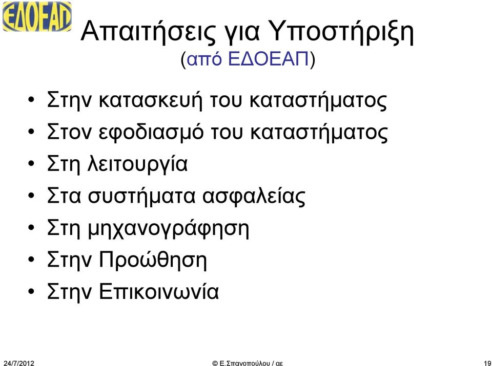 καταστήματος Στη λειτουργία Στα συστήματα