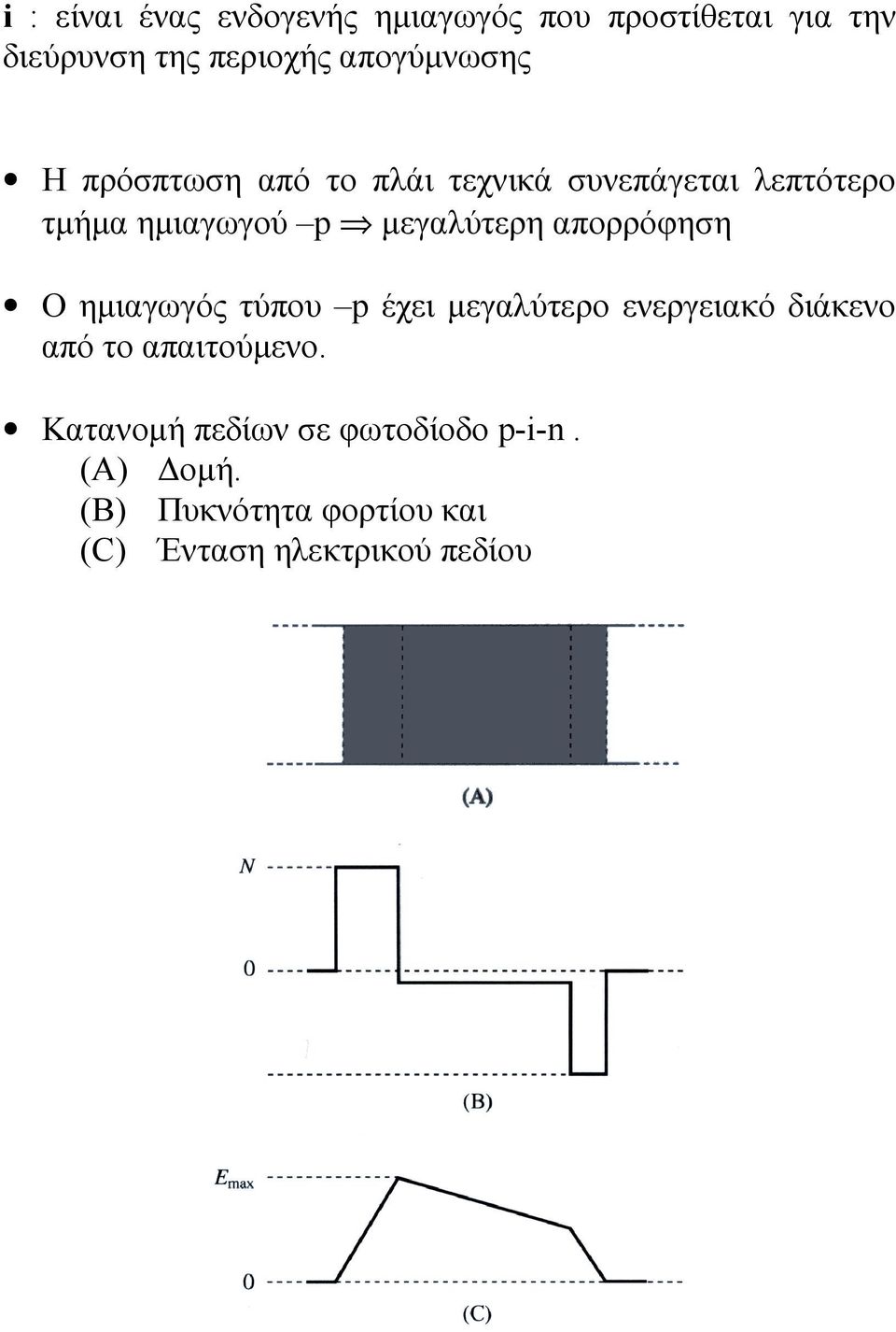 µεγαλύτερη απορρόφηση Ο ηµιαγωγός τύπου p έχει µεγαλύτερο ενεργειακό διάκενο από το