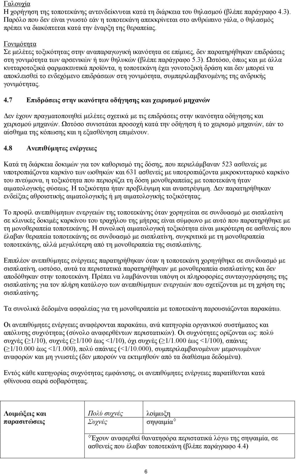 Γονιμότητα Σε μελέτες τοξικότητας στην αναπαραγωγική ικανότητα σε επίμυες, δεν παρατηρήθηκαν επιδράσεις στη γονιμότητα των αρσενικών ή των θηλυκών (βλέπε παράγραφο 5.3).