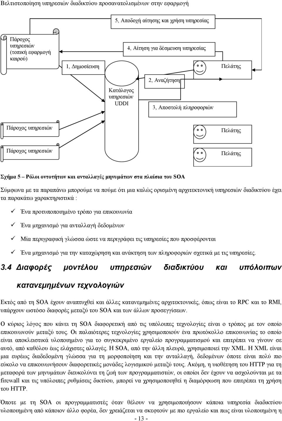 υπηρεσιών διαδικτύου έχει τα παρακάτω χαρακτηριστικά : Ένα προτυποποιημένο τρόπο για επικοινωνία Ένα μηχανισμό για ανταλλαγή δεδομένων Μία περιγραφική γλώσσα ώστε να περιγράφει τις υπηρεσίες που