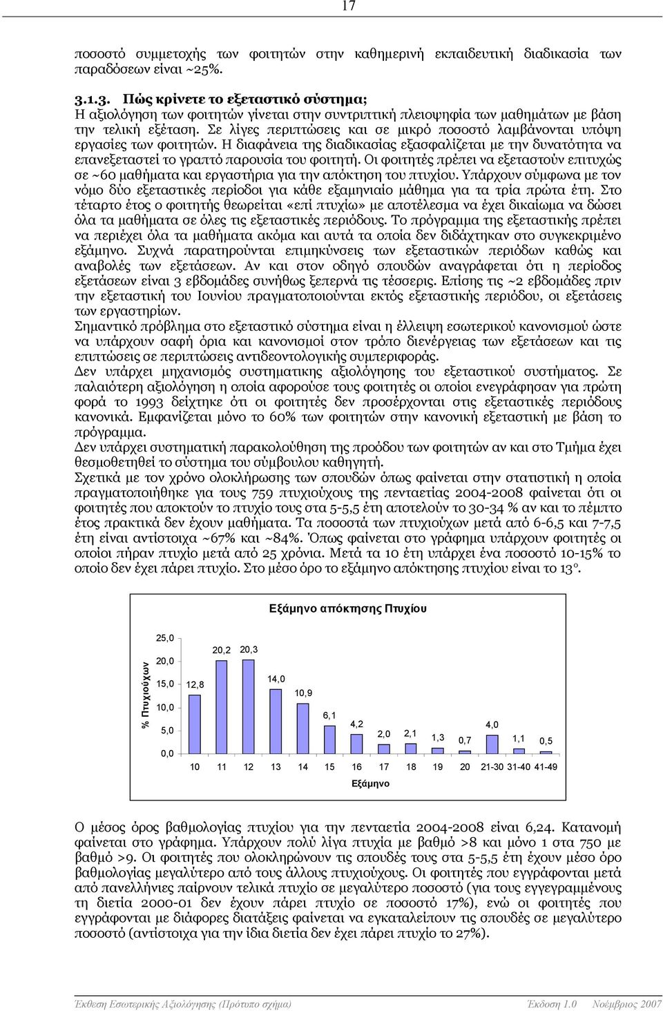 Σε λίγες περιπτώσεις και σε μικρό ποσοστό λαμβάνονται υπόψη εργασίες των φοιτητών. Η διαφάνεια της διαδικασίας εξασφαλίζεται με την δυνατότητα να επανεξεταστεί το γραπτό παρουσία του φοιτητή.