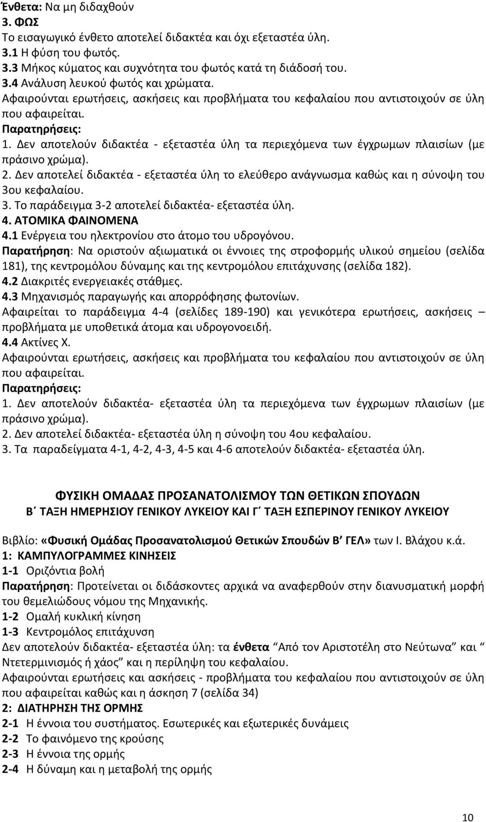 Δεν αποτελοφν διδακτζα - εξεταςτζα φλθ τα περιεχόμενα των ζγχρωμων πλαιςίων (με πράςινο χρϊμα). 2. Δεν αποτελεί διδακτζα - εξεταςτζα φλθ το ελεφκερο ανάγνωςμα κακϊσ και θ ςφνοψθ του 3ο