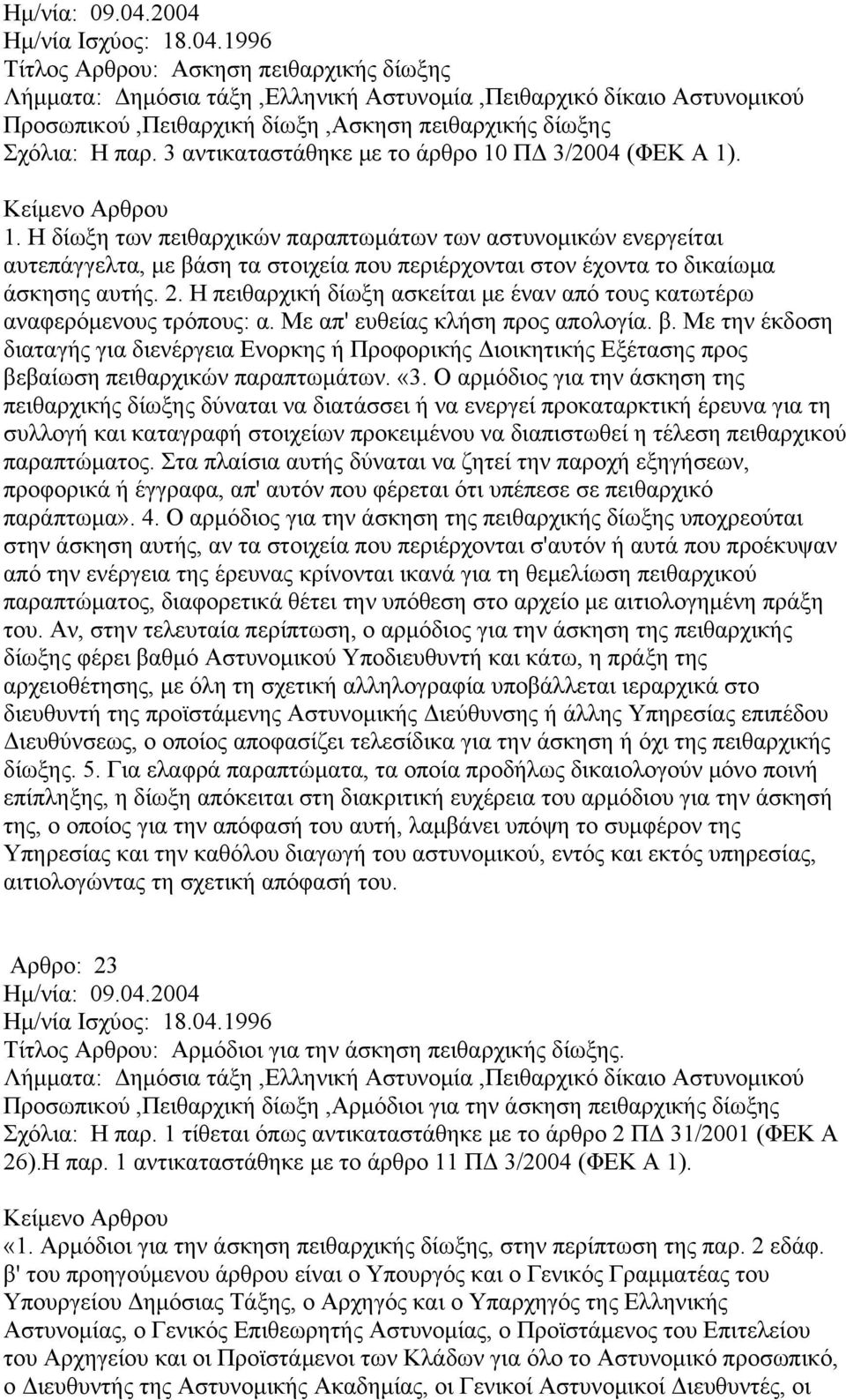 Η πειθαρχική δίωξη ασκείται με έναν από τους κατωτέρω αναφερόμενους τρόπους: α. Με απ' ευθείας κλήση προς απολογία. β.