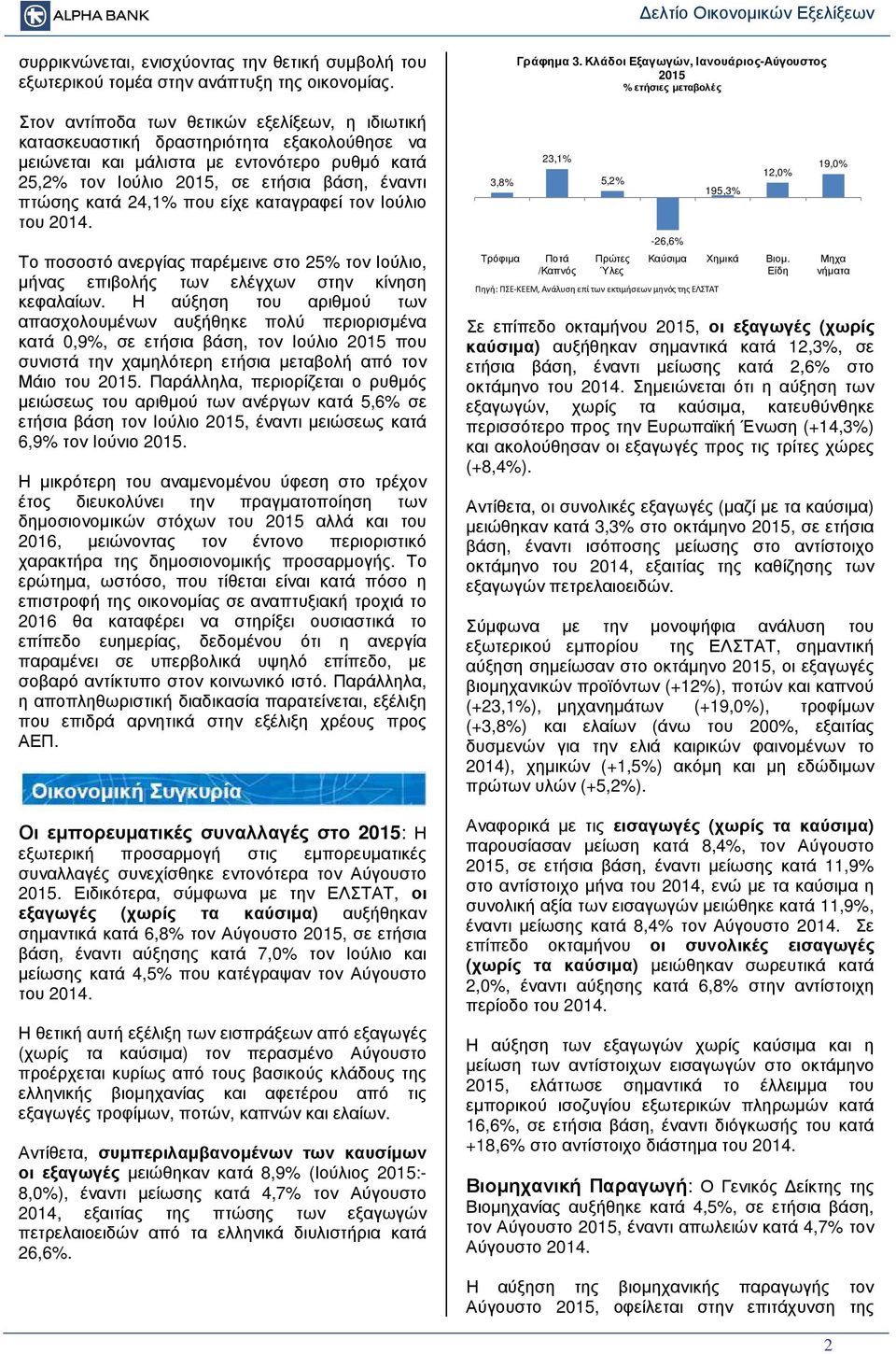 24,1% που είχε καταγραφεί τον Ιούλιο του 214. Το ποσοστό ανεργίας παρέµεινε στο 25% τον Ιούλιο, µήνας επιβολής των ελέγχων στην κίνηση κεφαλαίων.