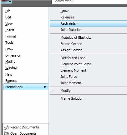 (FrameMenu Restraints) ή πληκτρολογείται SetRestraints. Εικόνα 3.