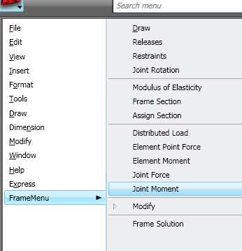 FrameMenu Joint Moment ή να πληκτρολογήσει jtmoment. Εικόνα 3.