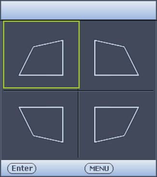 Χρήση λειτουργίας Προσαρμ. γωνίας Ρυθμίστε χειροκίνητα τις τέσσερις γωνίες της εικόνας ορίζοντας τις οριζόντιες και κάθετες τιμές. 1.