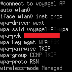 A. Παράρτημα: Διαδικασία ρύθμισης των κόμβων και παραδείγματα βασικών δικτυώσεων 67 όπου wpa_passphrase είναι το pre-shared key του δικτύου.