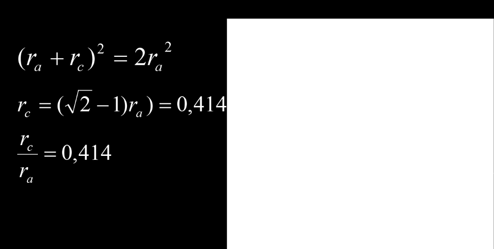 33 Σχήμα 1.9 Υπολογισμός του λόγου ακτίνων. Με αυτόν τον τρόπο προβλέπονται πολύεδρα συναρμογής με αριθμούς ένταξης που δίνονται στον πίνακα 1.10.