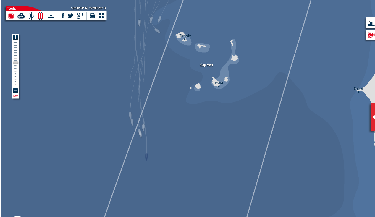 Εικόνα 1. Απεικόνιση σημάτων AIS στο web στην περιοχή Cape Verde 3.2.
