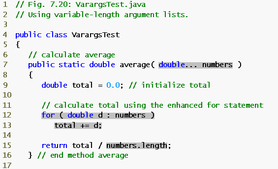 Μέθοδοι με μεταβλητό αριθμό παραμέτρων (variable-length argument lists) Δυνατότητα που προστέθηκε στη J2SE 5.