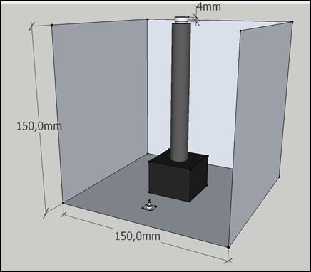 Διαστάσεις: Σχ. 2.17 Καθετήρας Meek - Collins και μεταλλικό περίβλημα θωράκισης. Περίβλημα θωράκισης: 15 x 15 x 15 cm Κυλινδρικό στέλεχος: 14.