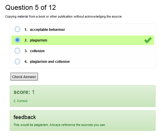 Question 5 of 12 Copying material from a book or other publication without