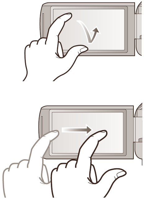 Pregătire Mod de utilizare a ecranului tactil Puteţi opera aparatul atingând direct ecranul LCD (ecran tactil) cu degetul.