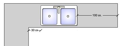 Περιοχή για το πλύσιμο Αν επίσης, δημιουργείται γωνία στον πάγκο, από τη μία πλευρά
