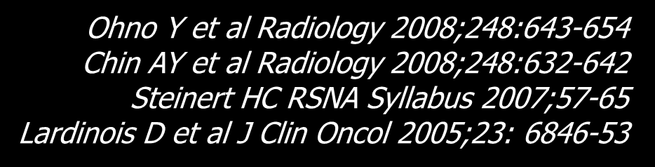 Η PET/CT στην αρχική σταδιοποίηση του μη μικροκυτταρικού καρκίνου του πνεύμονα (NSCLC) Μ σταδιοποίηση: με εξαίρεση τις μεταστάσεις στον εγκέφαλο η PET/CT υπερτερεί όλων των υπολοίπων απεικονιστικών