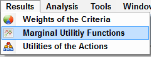 Εικόνα: Multicriteria Evaluation Table Menu Results Το menu results περιέχει τις επιλογές για προβολή των όλων των αποτελεσμάτων από την επίλυση ενός