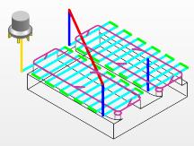 ~ Floor and Wall with IPW / Κόβει τις επιφάνειες του πυθμένα και των τοιχωμάτων που επιλέγονται σε τεμάχια κατεργασίας χρησιμοποιώντας το εικονικό τεμάχιο εργασίας (IPW) με σκοπό τη συνεχή επίβλεψη