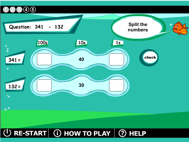 4.8. Ιστοσελίδα: http://www.bbc.co.uk/skillswise/maths/games?page=2 Τα παιδιά εξασκούνται σε αφαιρέσεις τριψήφιων αριθμών.