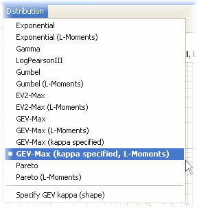 ΓΑΤ-µεγίστων µε καθορισµένη τιµή παραµέτρου κ και µέθοδο L-ροπών (βλ. τεύχος θεωρητικής τεκµηρίωσης) - GEV-Max (kappa specified, L-Moments).