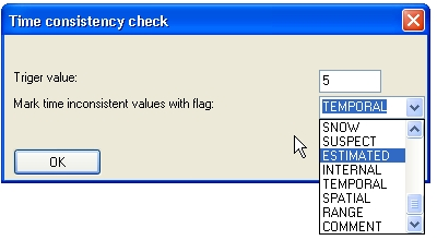 Αν γίνει υπέρβαση της τιµής τότε η επόµενη τιµή θεωρείται ασυνεπής και σηµαιοθετείται µε την σηµαία που καθορίζει ο χρήστης στο παρακάτω παράθυρο (Mark time