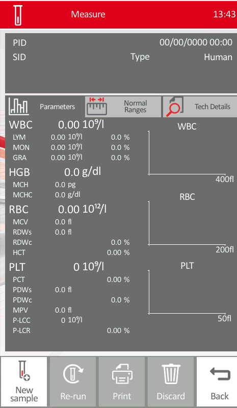 Εικόνα2 Αν αυτή η μέτρηση είναι αποδεκτή, δηλαδή μέσα στα παρακάτω όρια των παρακάτω παραμέτρων, Blank measurement count limits: WBC 0.5 x10 3 /mm 3 RBC 0.05 x10 6 /mm 3 Hgb 0.1 g/dl Plt 25.