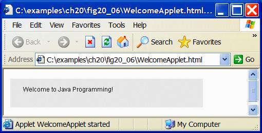 Εκτέλεση του WelcomeApplet σε