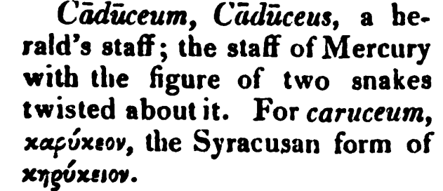 Caduceus Βλ. Κηρύκειο Πβλ. καρύκη =ειδος σαλτσας > καρύκευμα Λεων Καρύκης =Μυθιστόρημα του Γεωργίου Τσοκόπουλου Αγ.