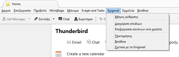 Εγκατάσταση Enigmail στον Mozilla Thunderbird Πρόκειται για ένα πρόσθετο που λειτουργεί ως γέφυρα ανάμεσα στον Thunderbird και στις εφαρμογές του Gpg4win.