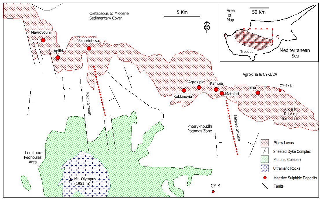 Antivachis D.N. 1,650,000 tons with 1.8 % Cu and 36 % S were mined (Adamides, 1982).