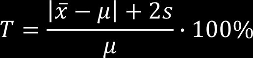 ΑΚΡΙΒΕΙΑ (ACCURACY) (3) ΟΛΙΚΟ ΣΦΑΛΜΑ (TOTAL ERROR) X mean μ = συστηματικό σφάλμα (bias) μέτρο ορθότητας μεθόδου S = τυπική απόκλιση μεθόδου, μέτρο επαναληψιμότητας Η αποδεκτή τιμή μ μπορεί να ληφθεί: