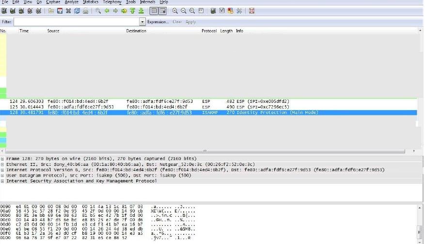 Στέλνουμε ξανά το μήνυμα IPv6 Security από τον υπολογιστή1 στον υπολογιστή2 μέσω του Achat.