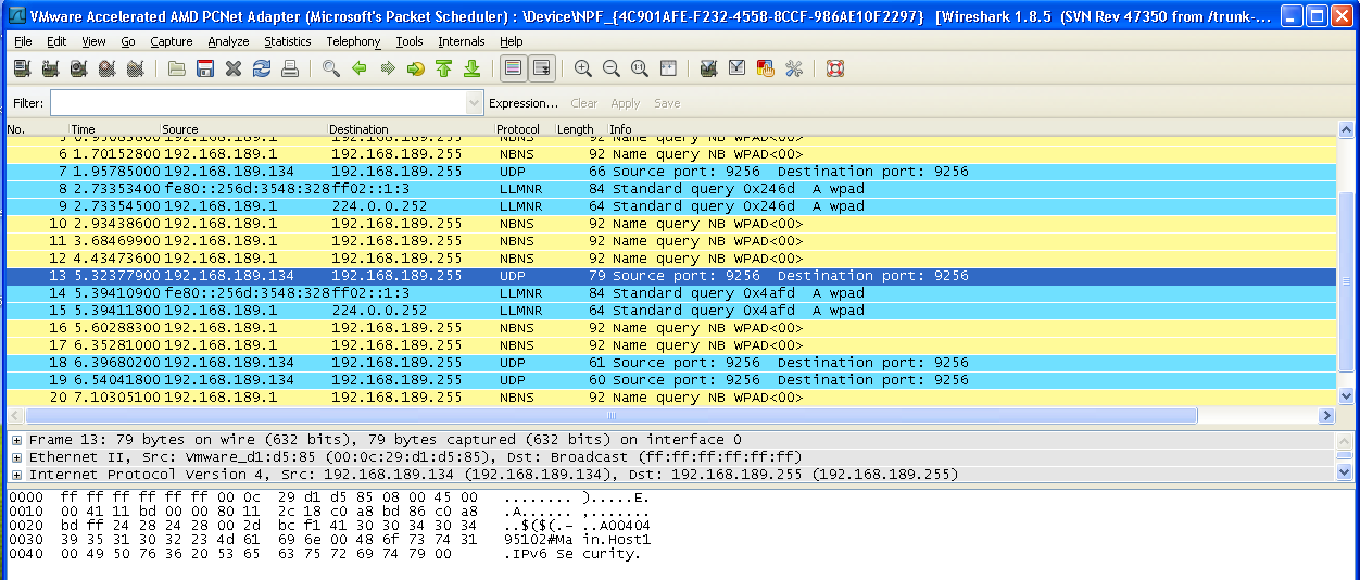 2: Υποκλοπή μηνύματος μέσω Wireshark Στόχος μας είναι να προστατέψουμε την επικοινωνία μεταξύ των δύο υπολογιστών, γι αυτό το λόγο θα εφαρμόσουμε το IPsec.