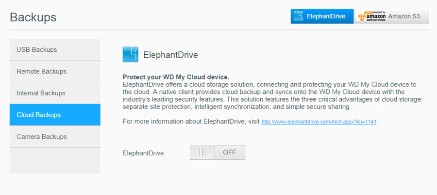 Αμέσως μετά τη ρύθμισή της, η υπηρεσία ElephantDrive συγχρονίζεται αυτόματα με τη συσκευή σας. Για πρόσθετες πληροφορίες, ανατρέξτε στην ιστοσελίδα http://home.elephantdrive.com/welcome/wdc/.
