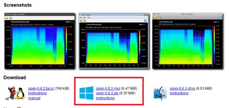 cc/ Από εκεί κατεβάζουμε το δωρεάν πρόγραμμα Spek-Acoustic Spectrum Analyser με το οποίο θα αναλύσουμε τη ποιότητα ήχου των Mp3 αρχείων. Το Spek είναι διαθέσιμο για Unix/Linux,Windows, και Mac OS X.