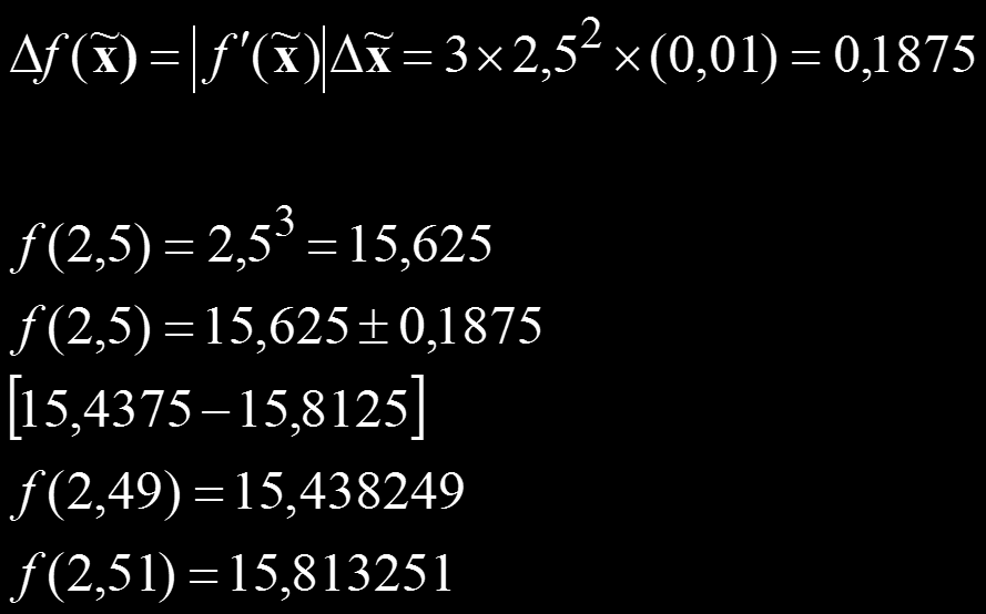 Παράδειγμα 4 (1) Αν έχουμε μια τιμή x=2,5 με λάθος