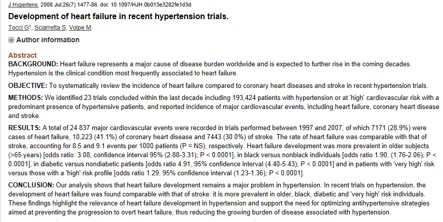 Cardiovascular events in hypertensive patients 41% CAD, 30% Stroke, 29% Heart Failure Preventing heart