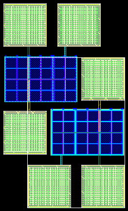 Η κατάλληλη ηλεκτρονική σχεδίαση απεικονίζεται στην εικόνα 2.12 καθώς και το φυσικό σχέδιο των NMOS και PMOS αντιστοίχως που υλοποιήθηκε.