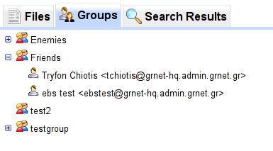 Οµάδες Χρηστών Το δεύτερο tab του δεξιού τµήµατος της οθόνης µε τίτλο "Groups" επιτρέπει την εποπτεία και διαχείριση ad hoc οµάδων χρηστών.