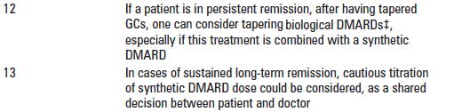 Αν επιτευχθεί η ύφεση; Τα DMARDs διακόπτονται (;) τελευταία