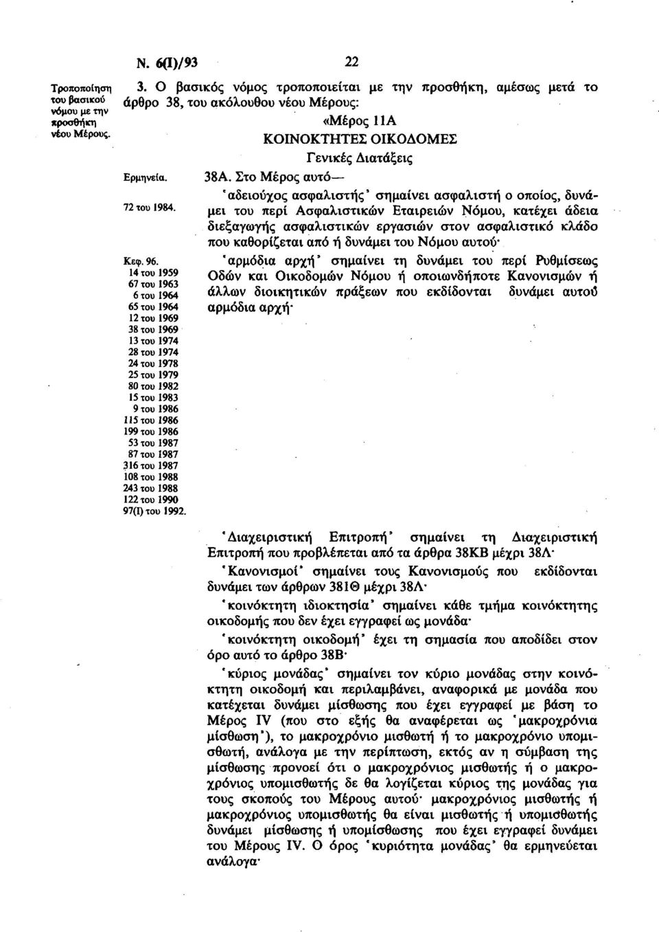 14 του 1959 67 του 1963 6 του 1964 65 του 1964 12 του 1969 38 του 1969 13 του 1974 28 του 1974 24 του 1978 25 του 1979 80 του 1982 15 του 1983 9 του 1986 115 του 1986 199 του 1986 53 του 1987 87 του