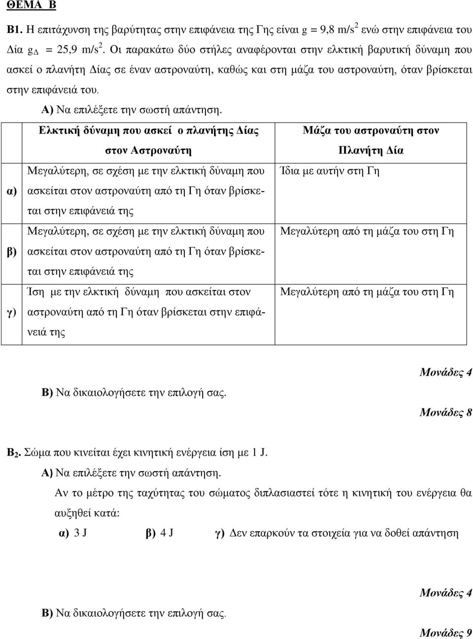 Α) Να επηιέμεηε ηελ ζωζηή απάληεζε.