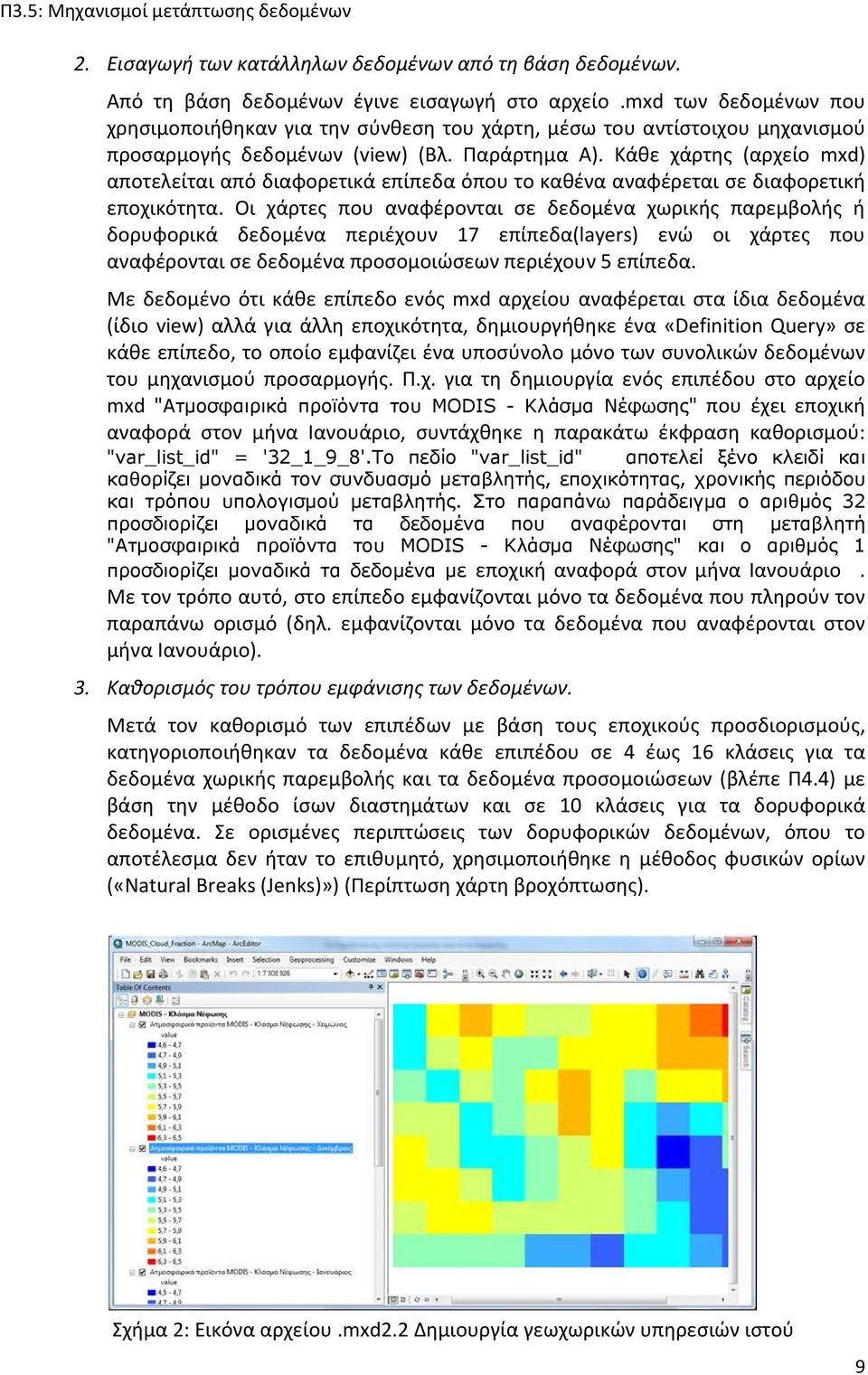 Κάθε χάρτης (αρχείο mxd) αποτελείται από διαφορετικά επίπεδα όπου το καθένα αναφέρεται σε διαφορετική εποχικότητα.