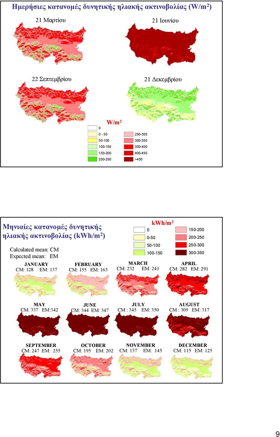 FEBRUARY CM: 155 EM: 163-5 MARCH CM: 232 EM: 241 kwh/m 2 5-1 1-15 15-2 2-25 25-3 3-35 APRIL CM: 282 EM: 291 MAY CM: 337 EM:342 JUNE CM: 344 EM: