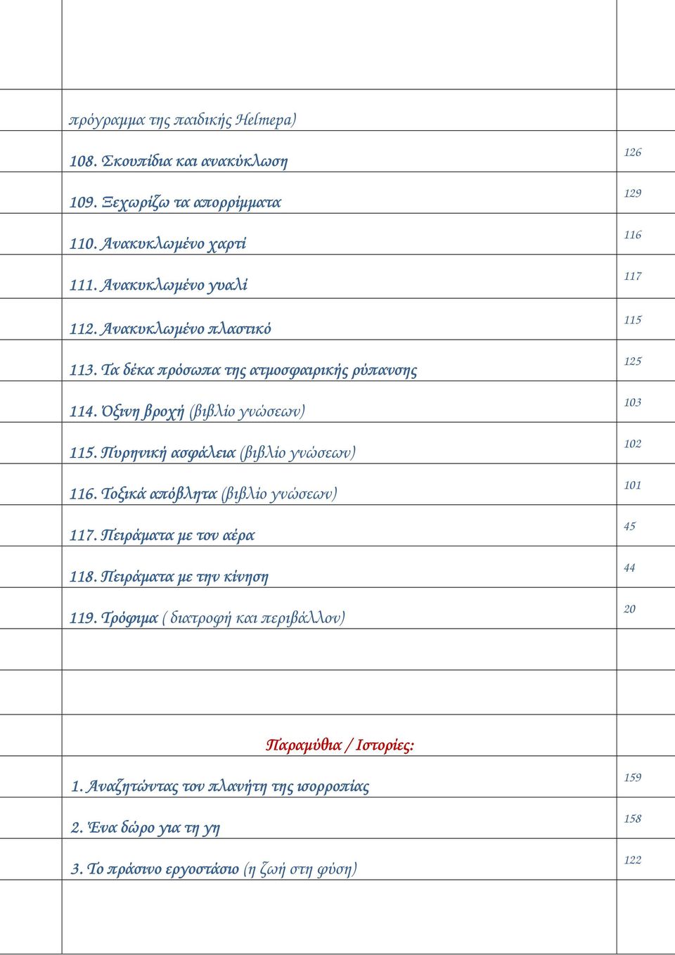 Τοξικά απόβλητα (βιβλίο γνώσεων) 117. Πειράµατα µε τον αέρα 118. Πειράµατα µε την κίνηση 119.