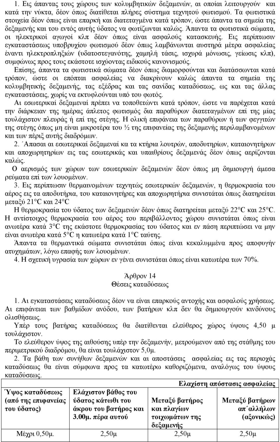 Άπαντα τα φωτιστικά σώµατα, οι ηλεκτρικοί αγωγοί κλπ δέον όπως είναι ασφαλούς κατασκευής.