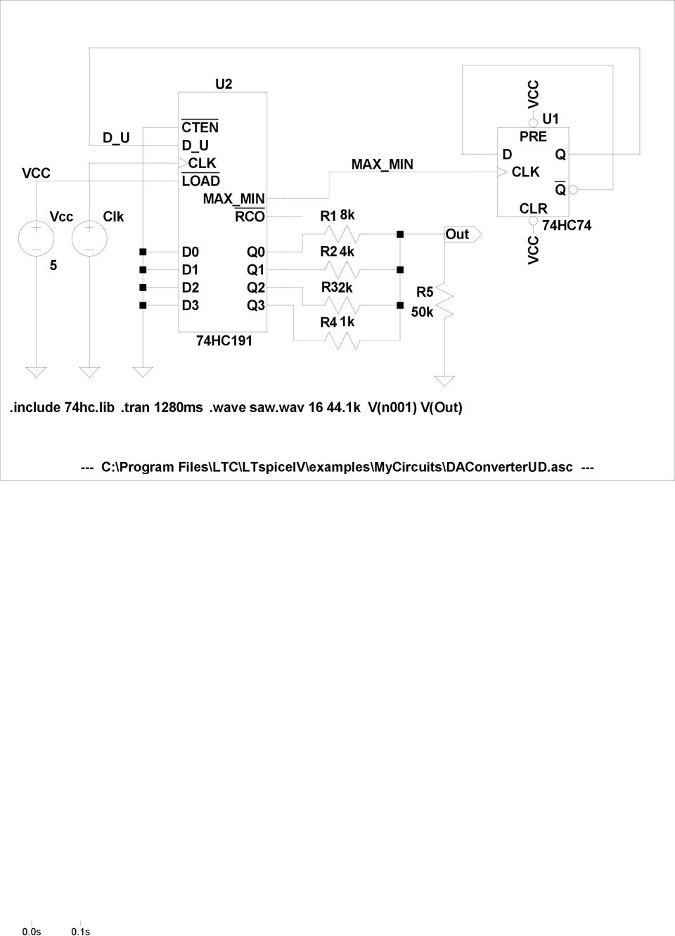 k (n) (Out) --- C:\Program Files\LTC\LTspiceI\examples\MyCircuits\DConverterUD.asc --- 5. (out) 4.