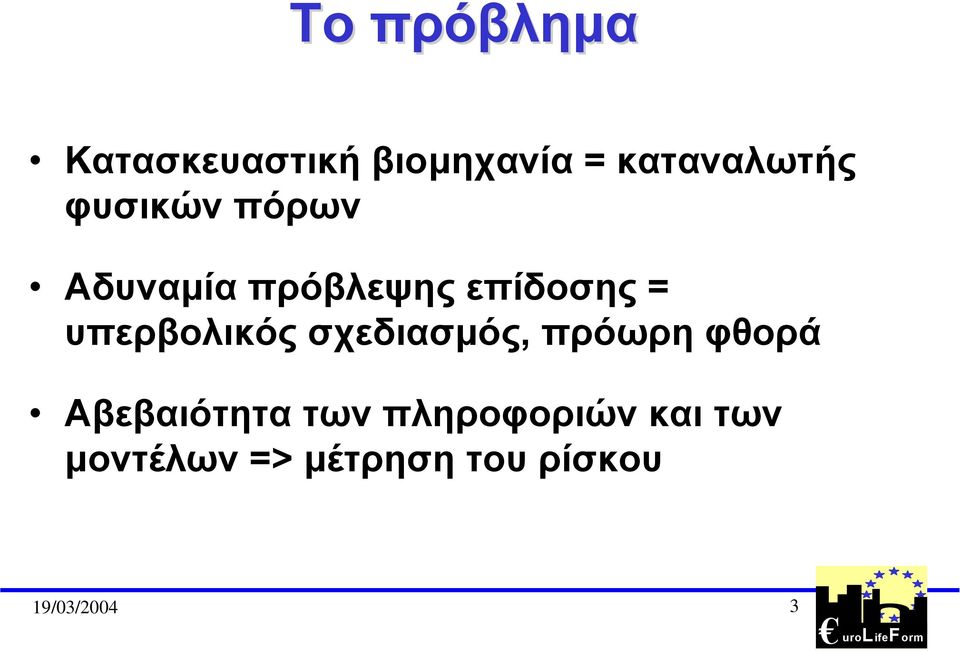 υπερβολικός σχεδιασµός, πρόωρη φθορά Αβεβαιότητα των