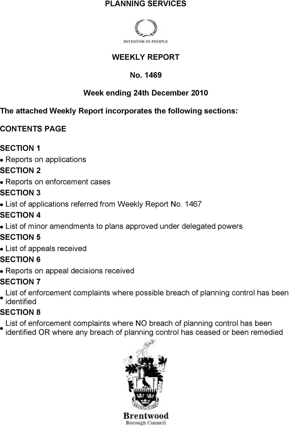 ενφορχεµεντ χασεσ SECTION 3 Λιστ οφ αππλιχατιονσ ρεφερρεδ φροµ Ωεεκλψ Ρεπορτ Νο.